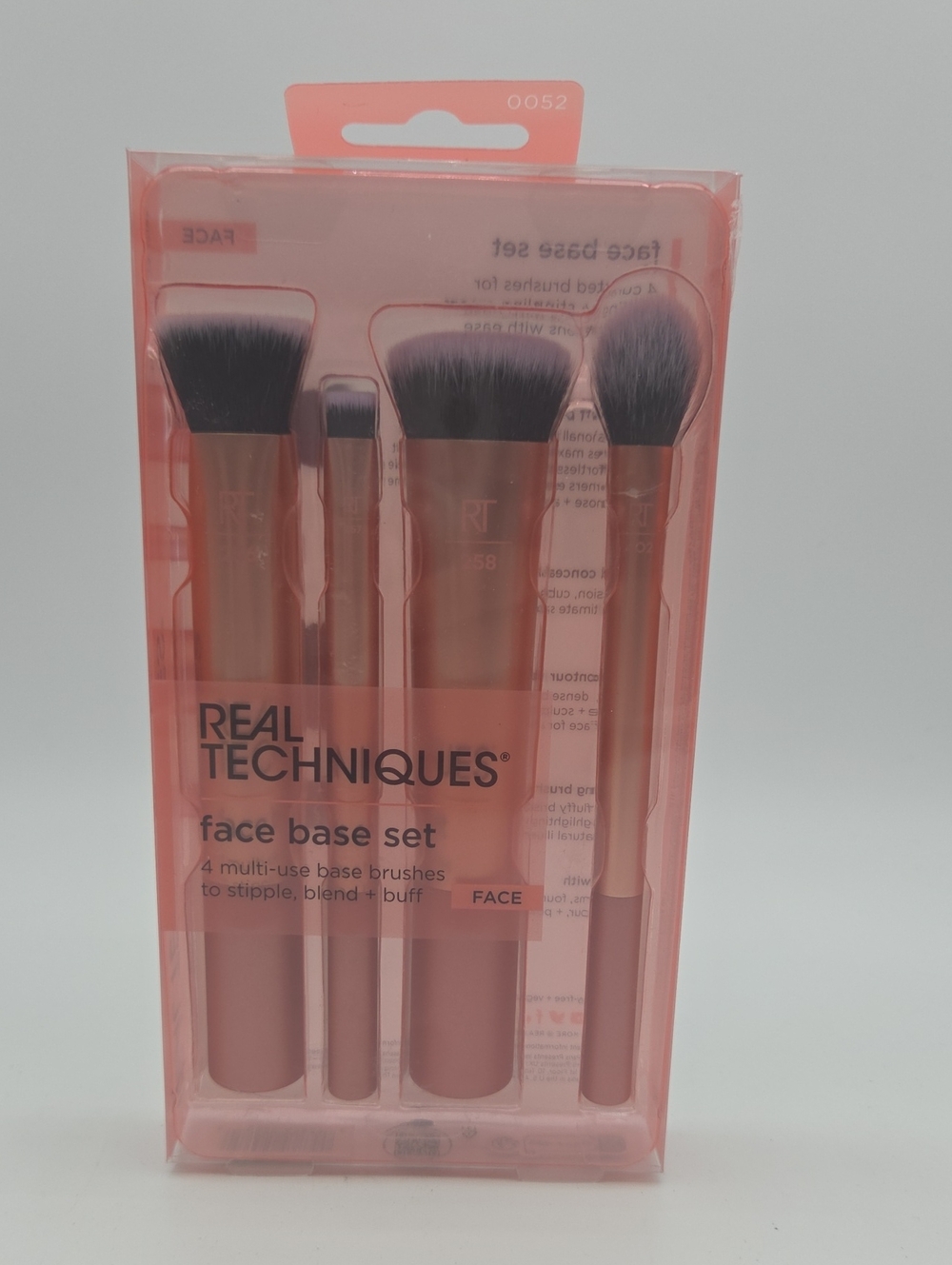 Real Techniques Face Base Brush Set - Coral Pink Handles